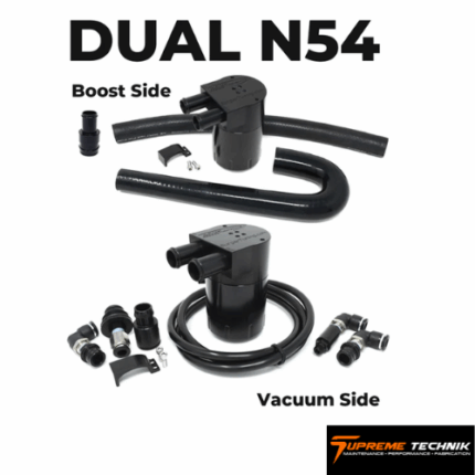 Dual BMS Turbo Double Baffle Oil Catch Can Kit for N54 BMW (Vacuum & Boost)