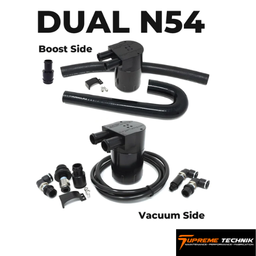 Supremetechnik - Dual BMS Turbo Double Baffle Oil Catch Can Kit for N54 BMW (Vacuum & Boost)